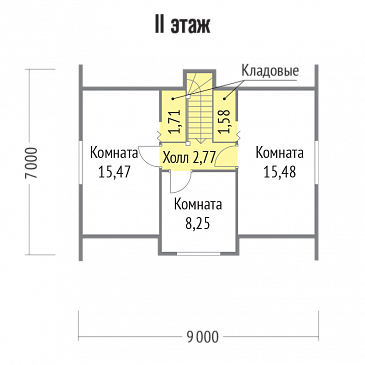 Проект небольшого уютного дома из клееного бруса / План мансардного этажа Проект небольшого уютного дома из клееного бруса / План мансардного этажа