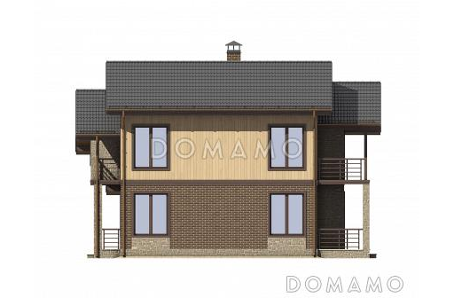 Проект дома с двумя балконами на мансардном этаже / Фасад 1