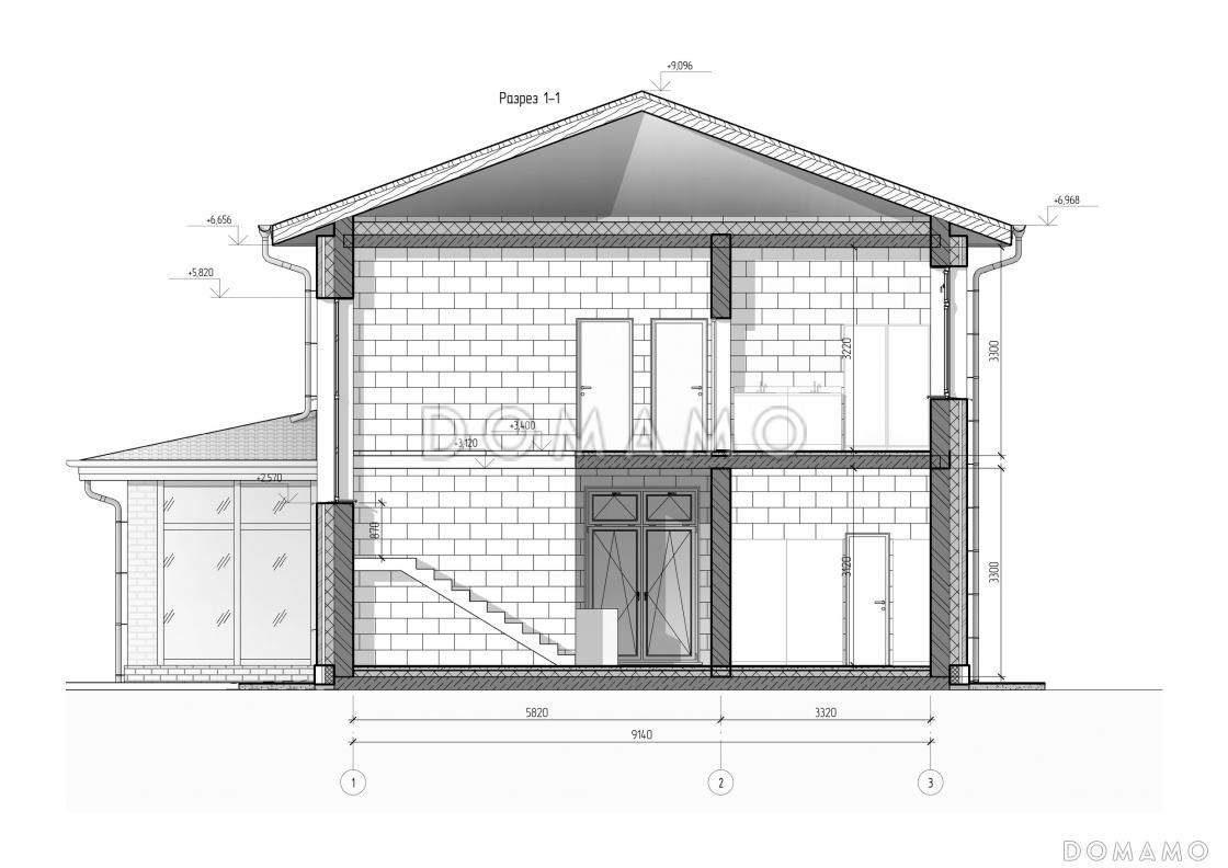 Проект двухэтажного дома с верандой, 4 спальнями, кухней-гостиной и местами для хранения / 6