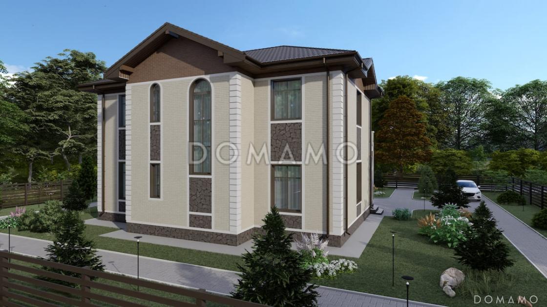 Проект двухэтажного дома с большой гостиной, 4 спальнями, террасой и балконом / 4