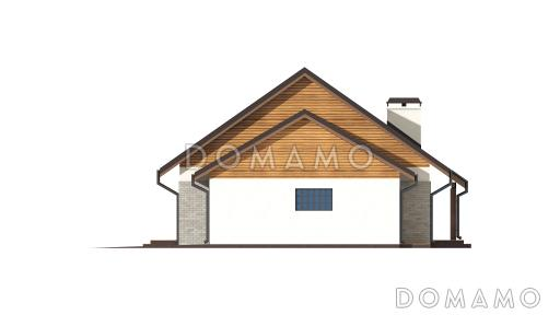 Проект классического одноэтажного дома из газобетона с тремя спальнями и возможностью обустройства мансарды и  с гаражом / Фасад 2