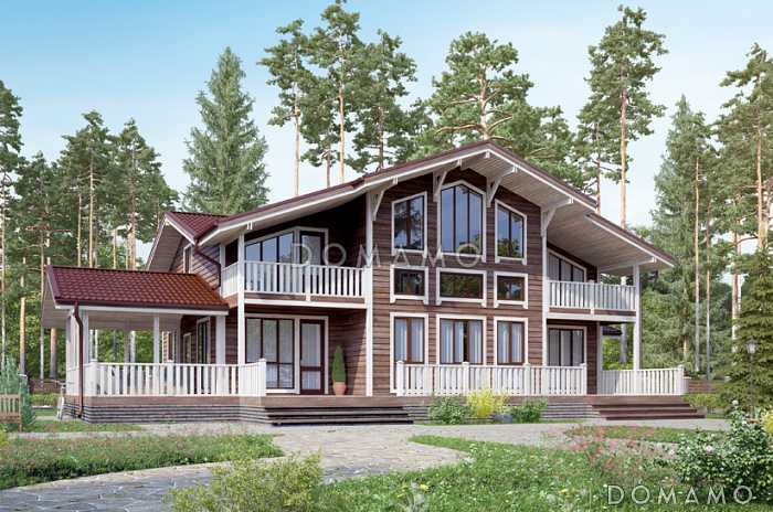 Проект дома из клееного бруса с кабинетом на первом этаже