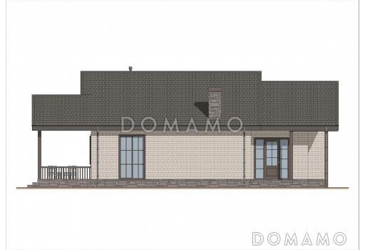 Проект одноэтажного дома из газобетона с крытой террасой в европейском стиле / Фасад 2