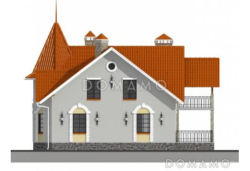 Проект дома из газобетона с башней / Фасад 3