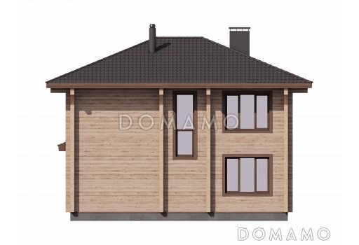 Проект дома из бруса с угловой террасой, вместительной гардеробной и кабинетом / Фасад 4