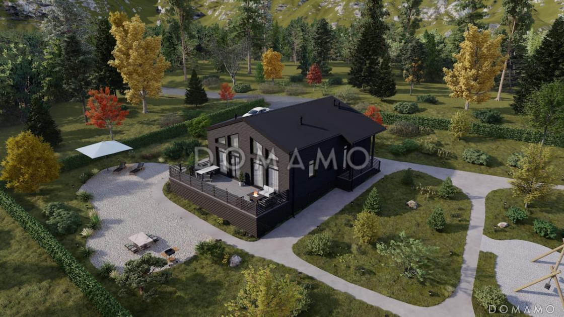 Проект каркасного дома с патио, мансардой и открытой террасой / 6