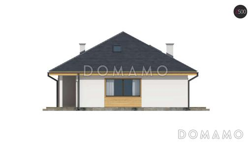 Проект одноэтажного дома из газобетона с тремя спальнями и с возможностью обустройства мансарды / Фасад 4