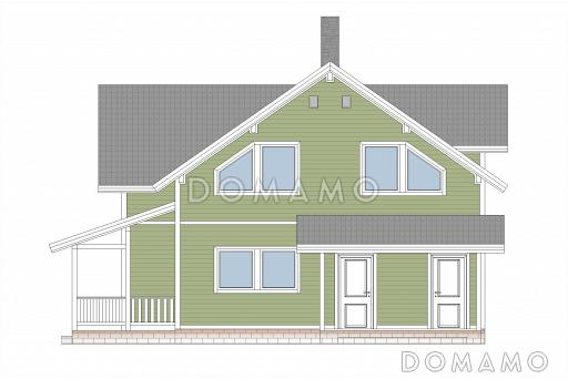 Проект дома с мансардой из кирпича / Фасад 3