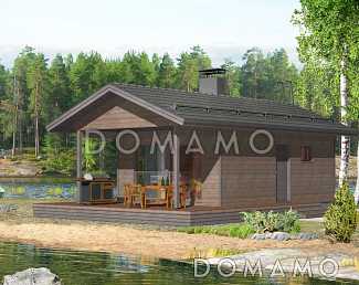 Проект каркасной сауны с большой террасой