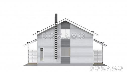 Проект двухэтажного каркасного дома с большими окнами в гостиной / Фасад 3