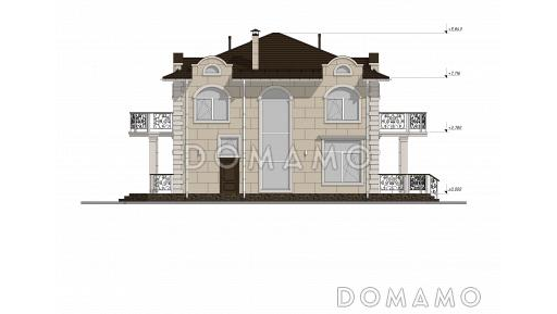 Проект красивого двухэтажного дома с большими балконами S-240 / Фасад 4