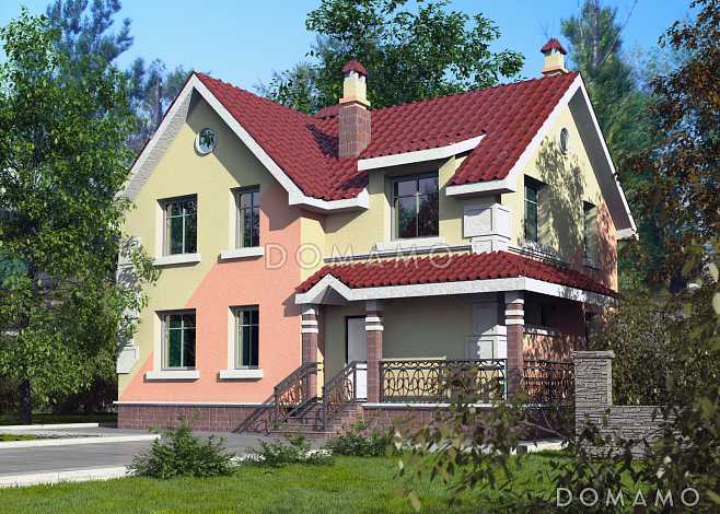 Проект кирпичного дома с необычной, яркой архитектурой Проект кирпичного дома с необычной, яркой архитектурой