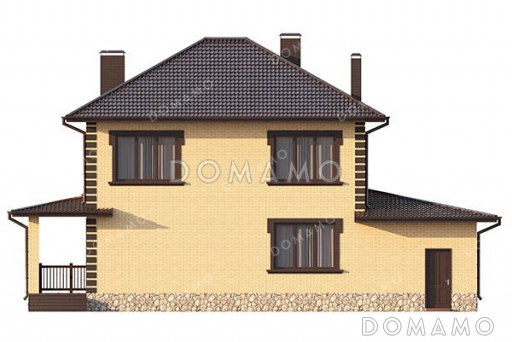 Проект дома с террасой и пристроенным гаражом / Фасад 1