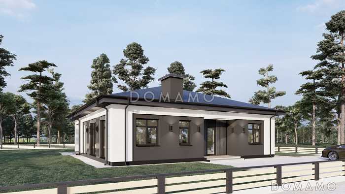 Проект дома с мастер-спальней, двумя детскими, кладовой на кухне Проект дома с мастер-спальней, двумя детскими, кладовой на кухне