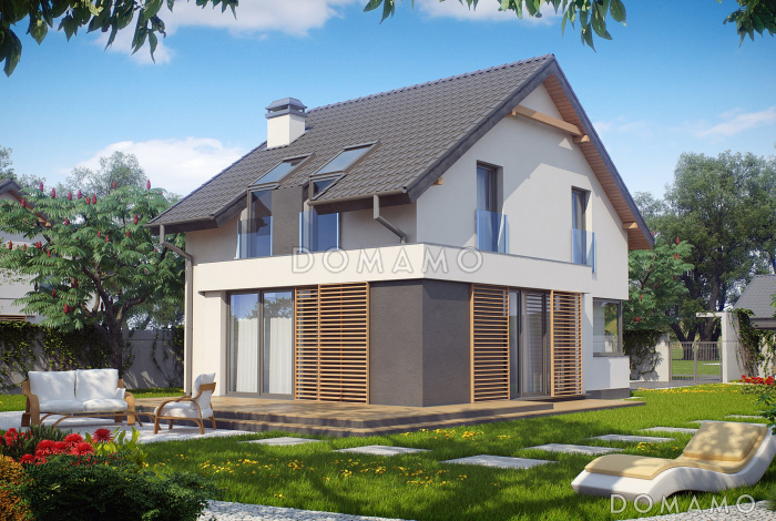 Проект компактного одноэтажного мансардного дома из кирпича с просторной светлой гостиной Проект компактного одноэтажного мансардного дома из кирпича с просторной светлой гостиной