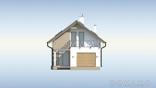 Проект одноэтажного мансардного дома из газобетона с тремя спальнями и террасой над гаражом / Фасад 1