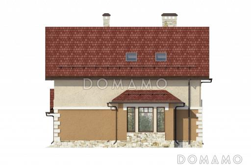 Проект дома с навесом для машины, котельной-постирочной, совмещенной кухней и гостиной / Фасад 4