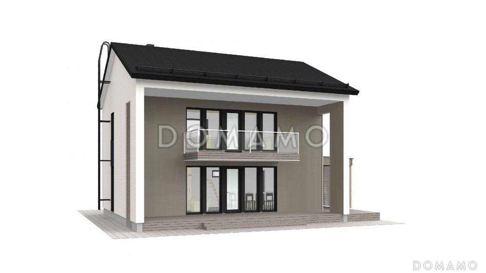 Проект современного двухэтажного каркасного дома с двускатной крышей / 4