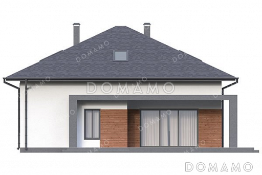 Проект дома с мансардой и террасой в современном стиле / Фасад 1