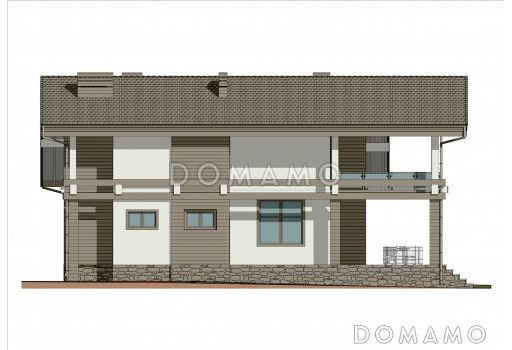 Проект мансардного дома с сауной, вторым светом, террасой и балконом / Фасад 2