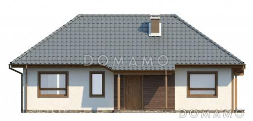 Проект одноэтажного дома адаптированного для каркасного строительства с тремя спальнями и крытой террасой / Фасад 4