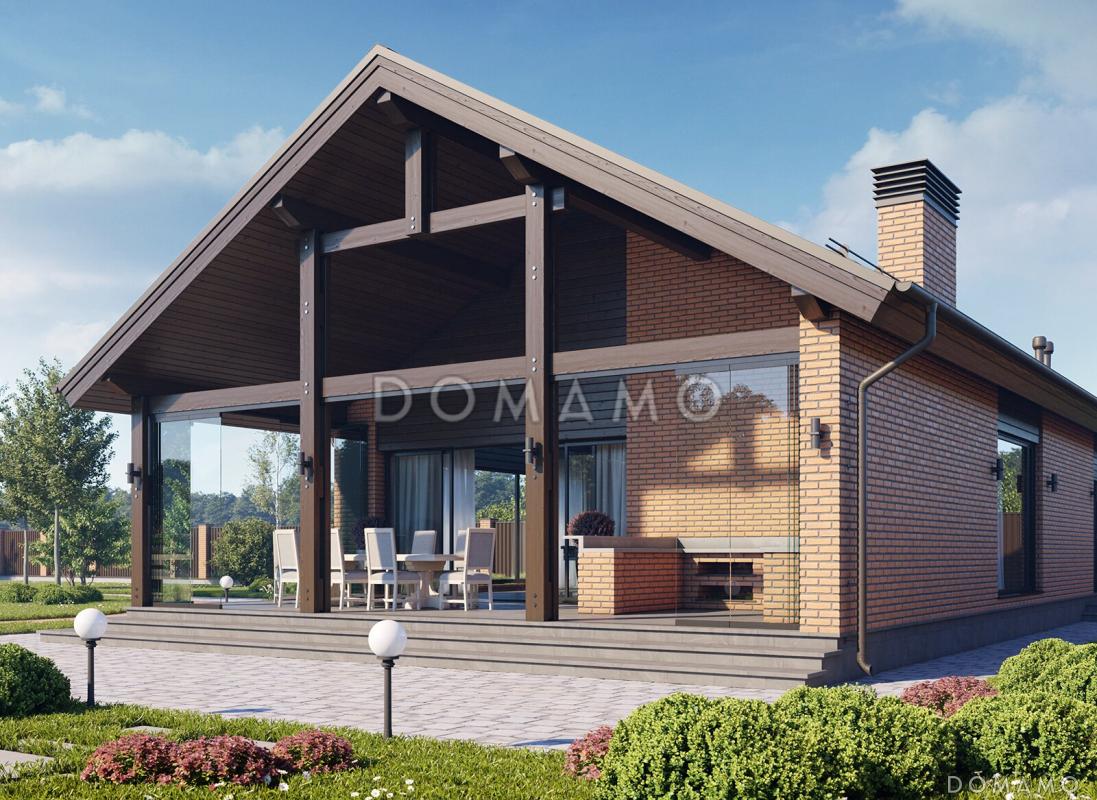 Проект каркасной беседки с крытой террасой барбекю, кухней и бильярдной / 3