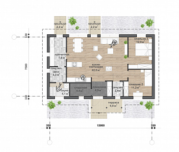 С-127 одноэтажный дом / План 1 этажа