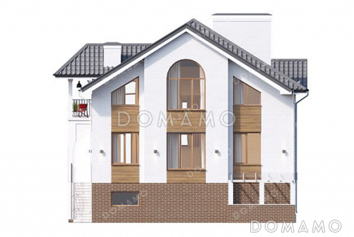 Проект дома с мансардой и шестью спальнями / Фасад 3