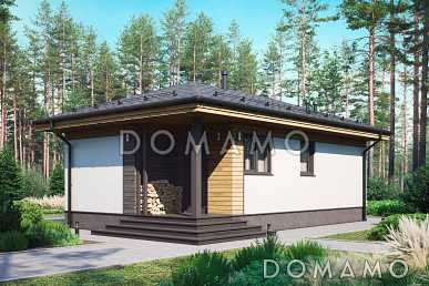 Проект гостевого дома со спальней, террасой и местом для хранения дров Проект гостевого дома со спальней, террасой и местом для хранения дров