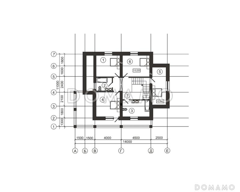 Проект современного загородного дома с обширной террасой у главного входа  / План мансардного этажа