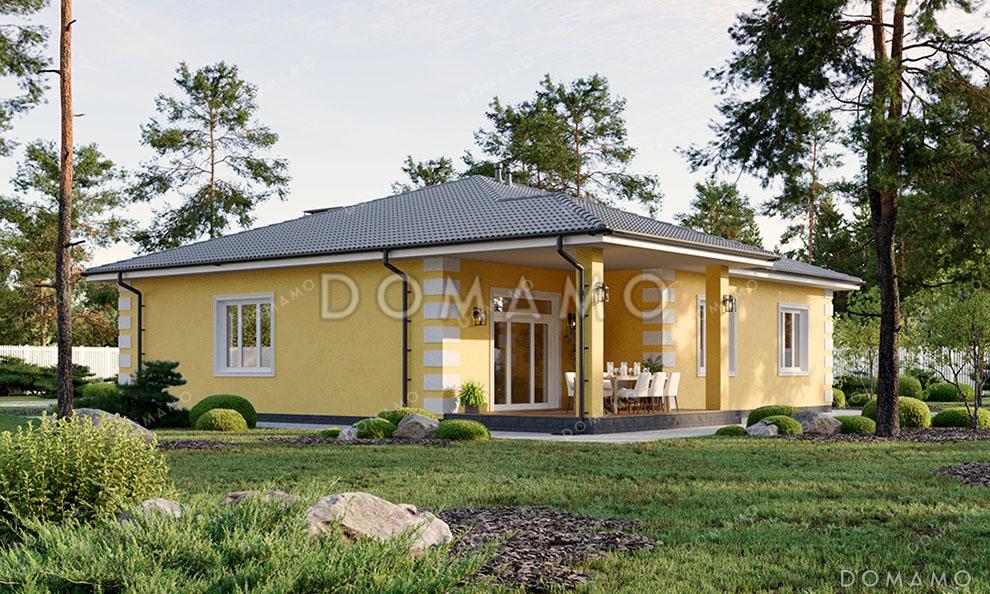 Проект одноэтажного дома в классическом стиле с 4 спальнями и террасой / 3