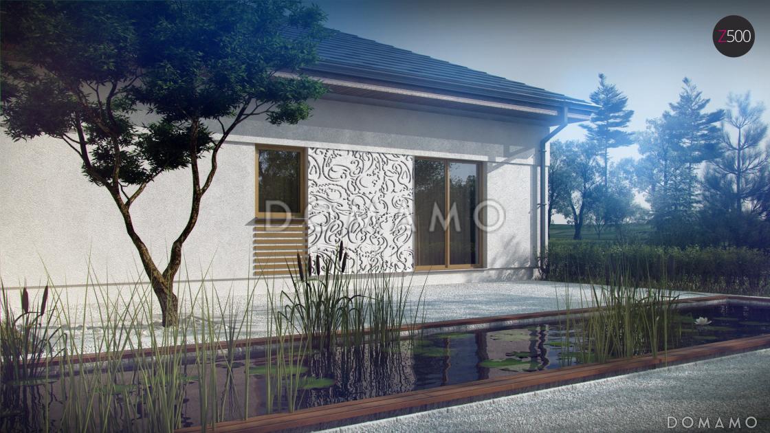 Проект большого одноэтажного дома из кирпича с тремя спальнями, кабинетом и гаражом на два автомобиля / 3