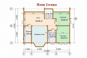 Проект дома из клееного бруса с мансардными окнами / План мансардного этажа Проект дома из клееного бруса с мансардными окнами / План мансардного этажа