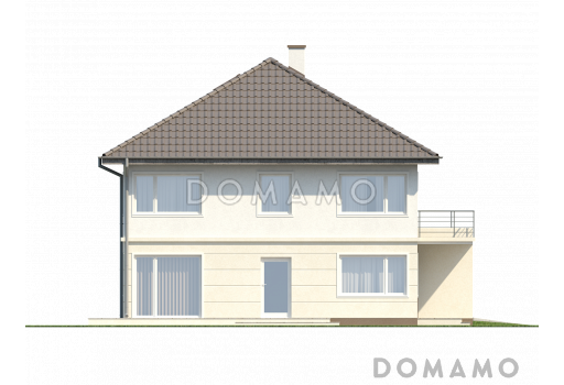 Проект современного просторного двухэтажного дома из газобетона с гаражом и террасой над ним / Фасад 4
