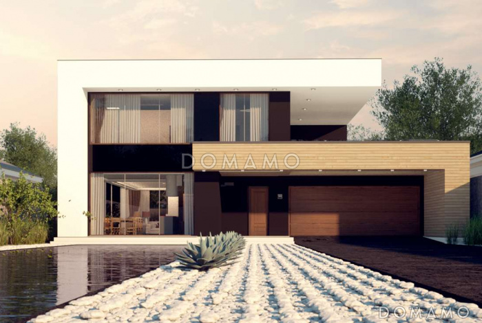 Проект современного двухэтажного дома из кирпича с тремя спальнями, спортзалом, сауной и гаражом для двух автомобилей Проект современного двухэтажного дома из кирпича с тремя спальнями, спортзалом, сауной и гаражом для двух автомобилей