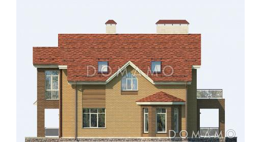 Проект дома из пеноблоков с гаражом, кабинетом и игровой комнатой / Фасад 2