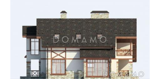 Проект дома из газобетона с гаражом на два автомобиля и бильярдной комнатой / Фасад 2