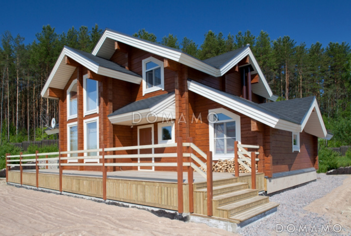 Проект деревянного дома из клееного бруса с просторной прихожей Проект деревянного дома из клееного бруса с просторной прихожей