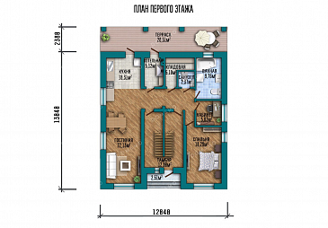 Проект дома с пятью спальнями и террасой / План 1 этажа