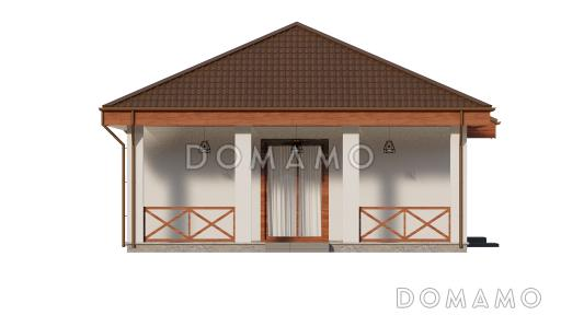 Проект одноэтажного дома из газобетона с большой террасой и двумя спальнями / Фасад 6