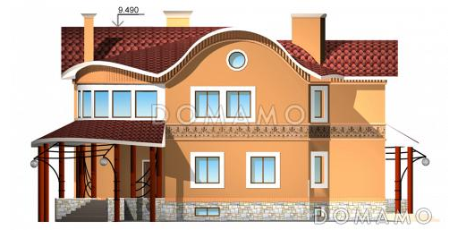 Проект двухэтажного дома с бильярдной и тренажерным залом на цокольном этаже / Фасад 2