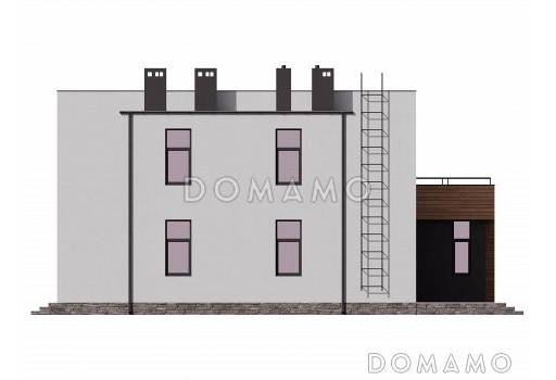 Проект двухэтажного дома с тремя спальнями, гаражом и эксплуатируемой кровлей / Фасад 4