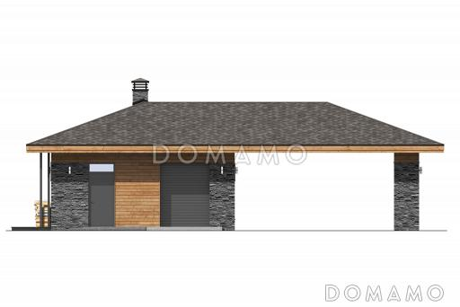 Проект хозблока с мастерской и навесом для двух машин / Фасад 1