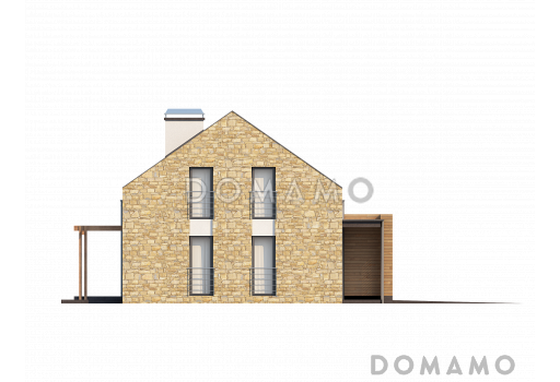 Проект современного мансардного дома из газобетона с пятью комнатами и гаражом / Фасад 3