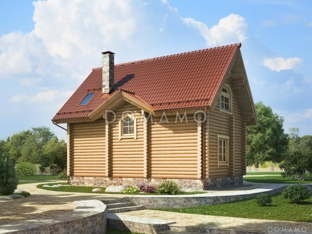 Проект деревянного дома  из оцилиндрованного бревна с мансардным окном / 2
