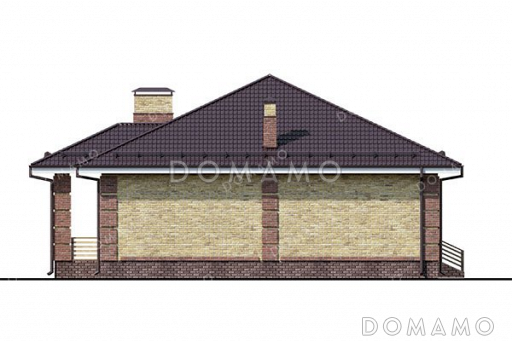 Проект одноэтажного дома с тремя спальнями и террасой / Фасад 4