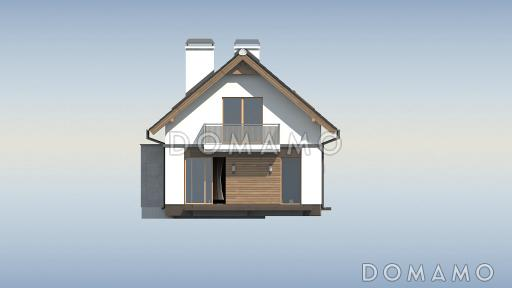 Проект одноэтажного мансардного дома из газобетона с гаражом на два автомобиля и террасой над гаражом  / Фасад 3