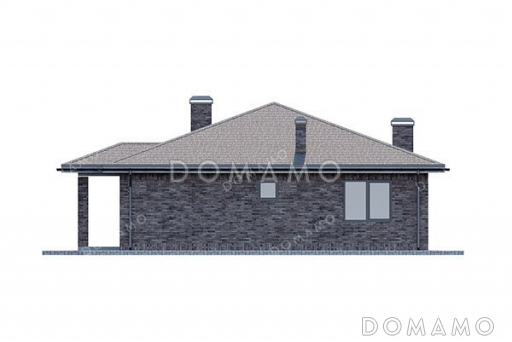 Проект компактного одноэтажного дома с террасой / Фасад 4