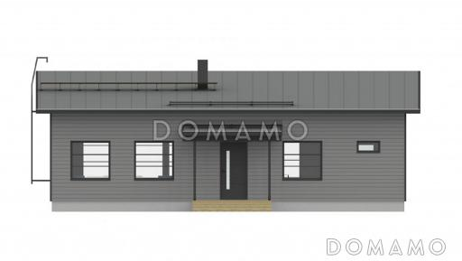 Проект современного одноэтажного каркасного дома с двумя небольшими спальнями / Фасад 3