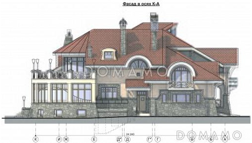Проект коттеджа в стиле модерн с гаражом, зимним садом и сауной / Фасад 4